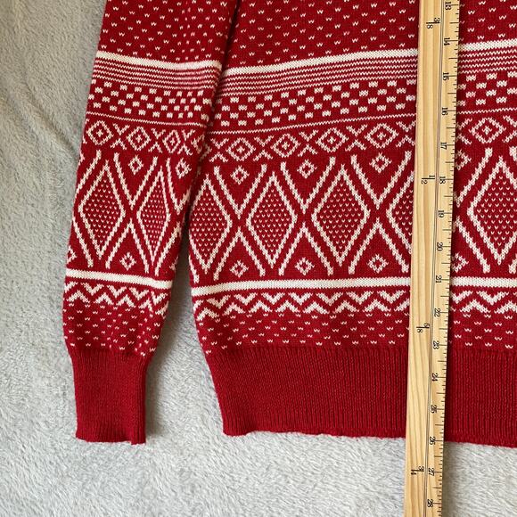 Old Navy Reindeer Fair Isle Christmas Sweater Men Women Size M Red White Holiday - Picture 7 of 8